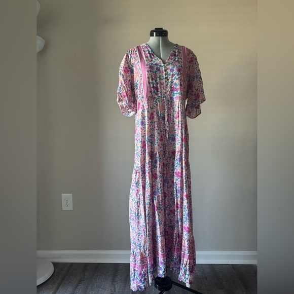 Floral Pink Maxi Dress - Picture 1 of 4